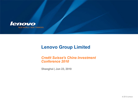 Lenovo at Credit Suisse's China Investment Conference