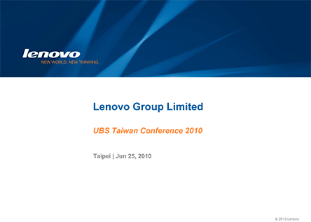 Lenovo at UBS Taiwan region Conference